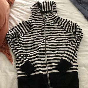 Lululemon size 8 black/cream striped hoodie.